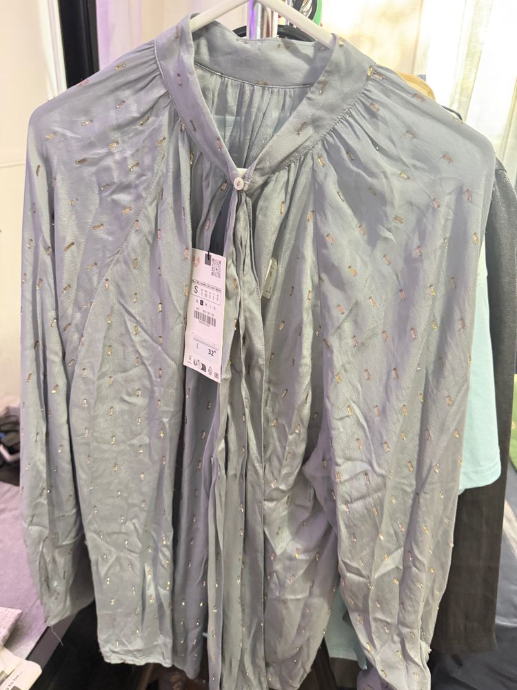 Zara Light Blue Blouse imagen 1