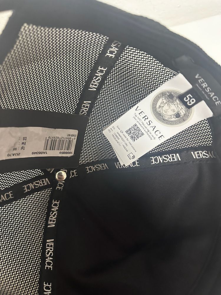 Versace Blue Leather And Mesh Cap image 8
