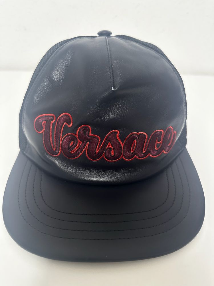 Versace Blue Leather And Mesh Cap image 2