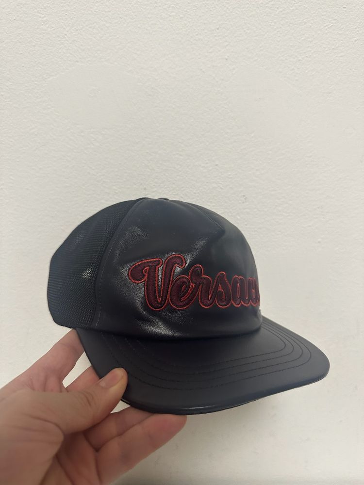 Versace Blue Leather And Mesh Cap image 3