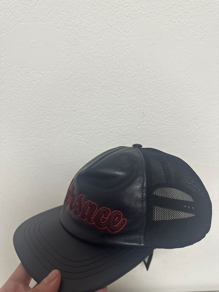Versace Blue Leather And Mesh Cap image 9