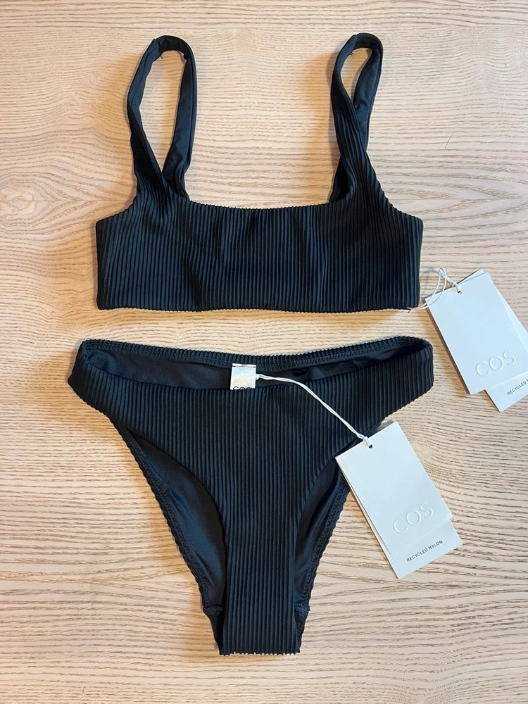 COS COS – Black Ribbed Bikini Set – Square Neck Top & High-Leg Bottom 34 New With Tags €58 product image