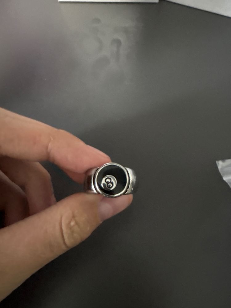 Silver Ring With Black And White Design image 1