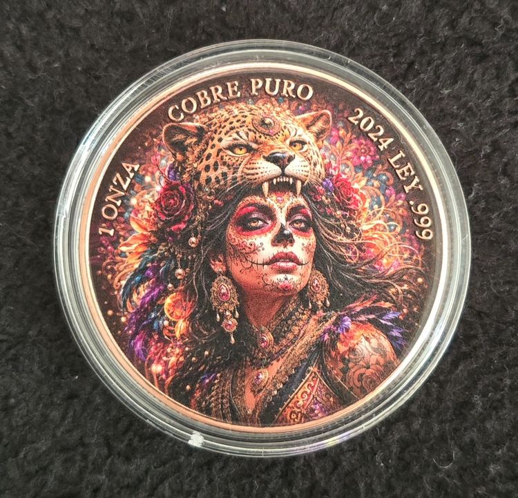 1oz Copper Día de los Muertos "Oceloti Warrior 