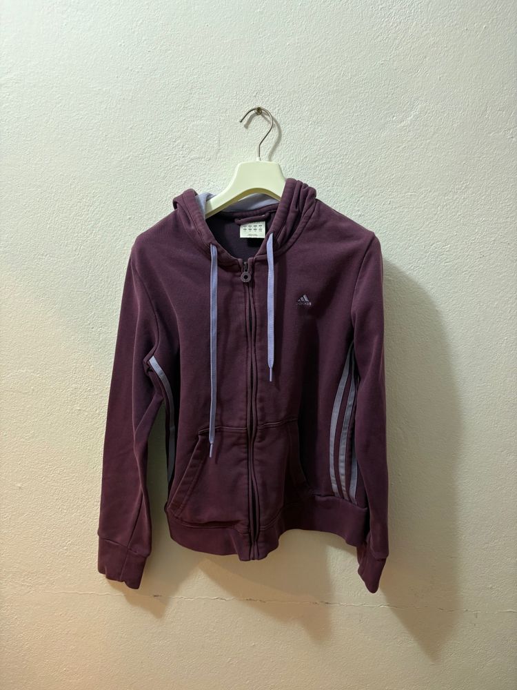 Adidas Purple Zip-Up Hoodie