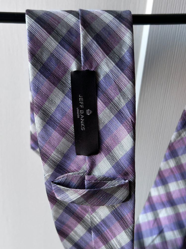 Jeff Banks Purple Plaid Tie imagen 4