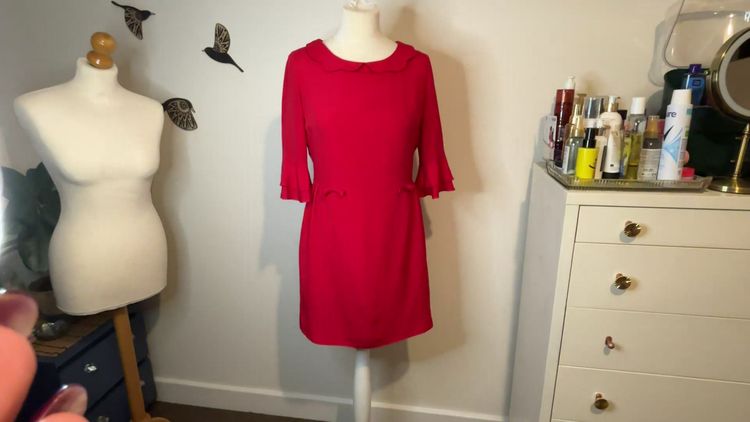 Oasis Red Dress size 10 obraz 1