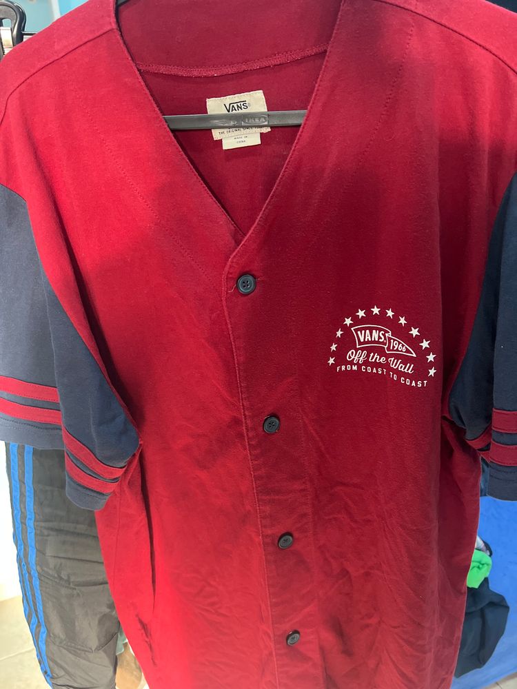 Vans Red And Black Button-Up Shirt