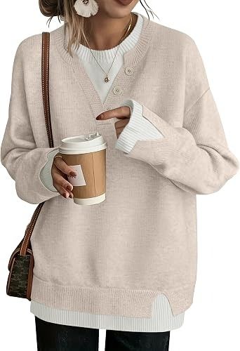 Immagine di Beige Knit Sweater With Button Details 4