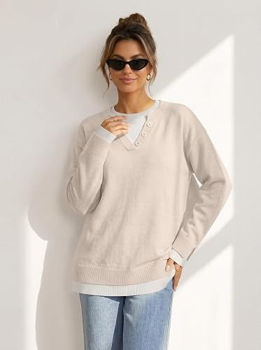Immagine di Beige Knit Sweater With Button Details 2