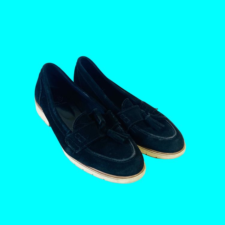 Kurt Geiger | Black Suede Leather | Tassel Loafers Flat Shoes | Size 6 (39) | Work Casual image 1