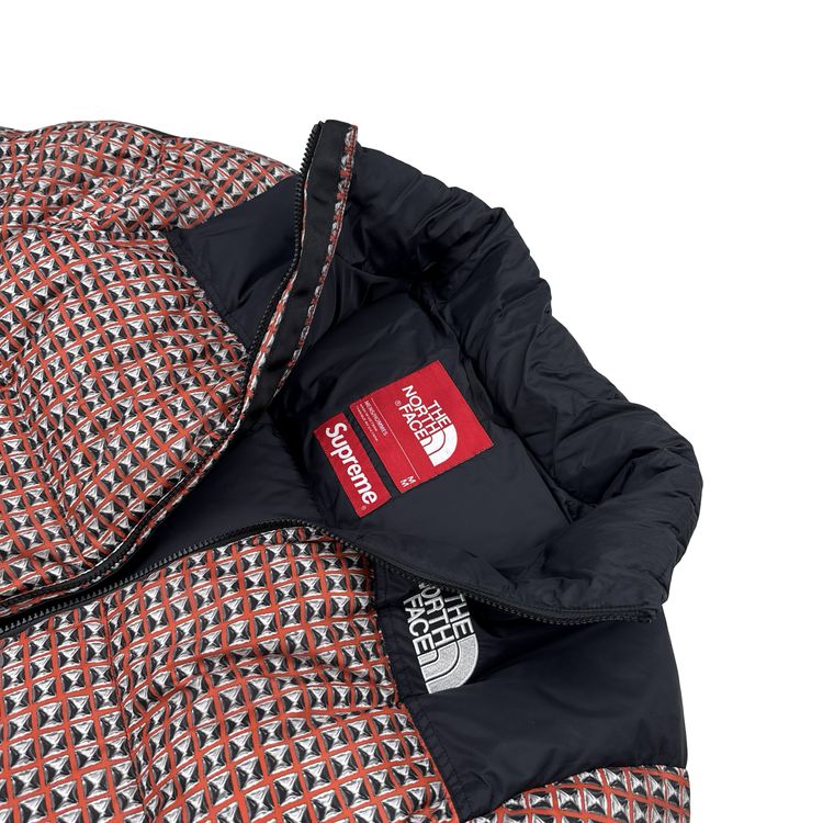 North Face X Supreme 2021 Red Studded Nupste 700 Down Filled Puffer Jacket - Medium image 2