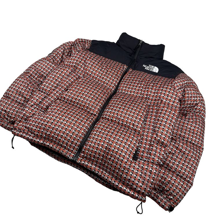 North Face X Supreme 2021 Red Studded Nupste 700 Down Filled Puffer Jacket - Medium image 4