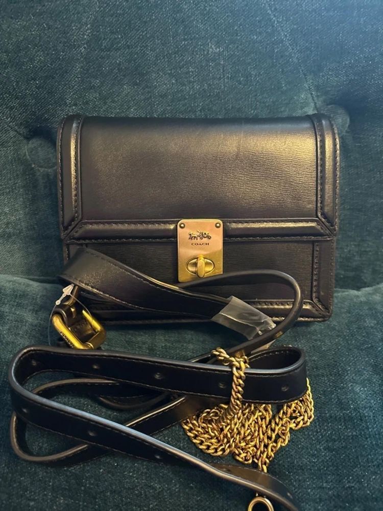 Coach Hutton Belt Bag Crossbody Bag Black Leather BN