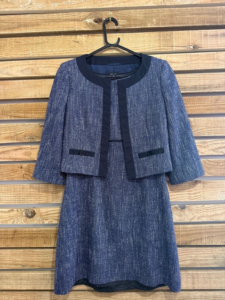 Hobbs tweed dress and matching jacket. Blue. Size UK10. Office/ party/ wedding/ formal.