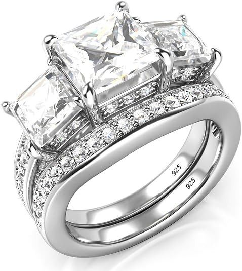 Silver Ring Set With Clear Stones image 1