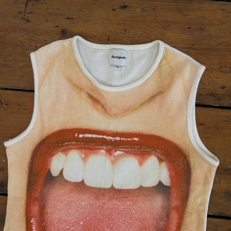 Rare Desigual Screaming Mouth Print Tank Top - M 4