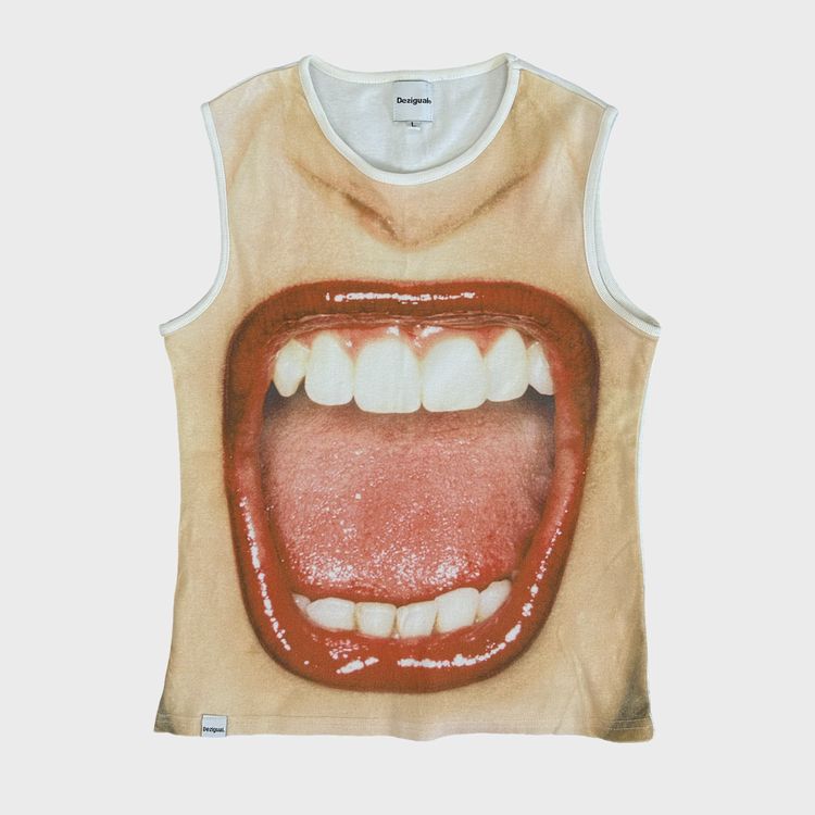 Rare Desigual Screaming Mouth Print Tank Top - M
