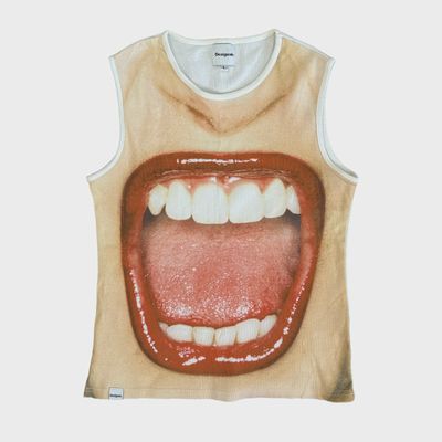 Rare Desigual Screaming Mouth Print Tank Top - M 1