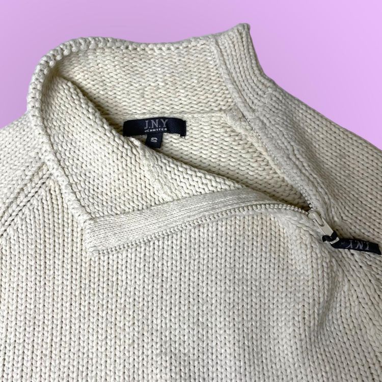 90s 00s cream Jennyfer chunky knit jumper with zips and embroidery   image 4