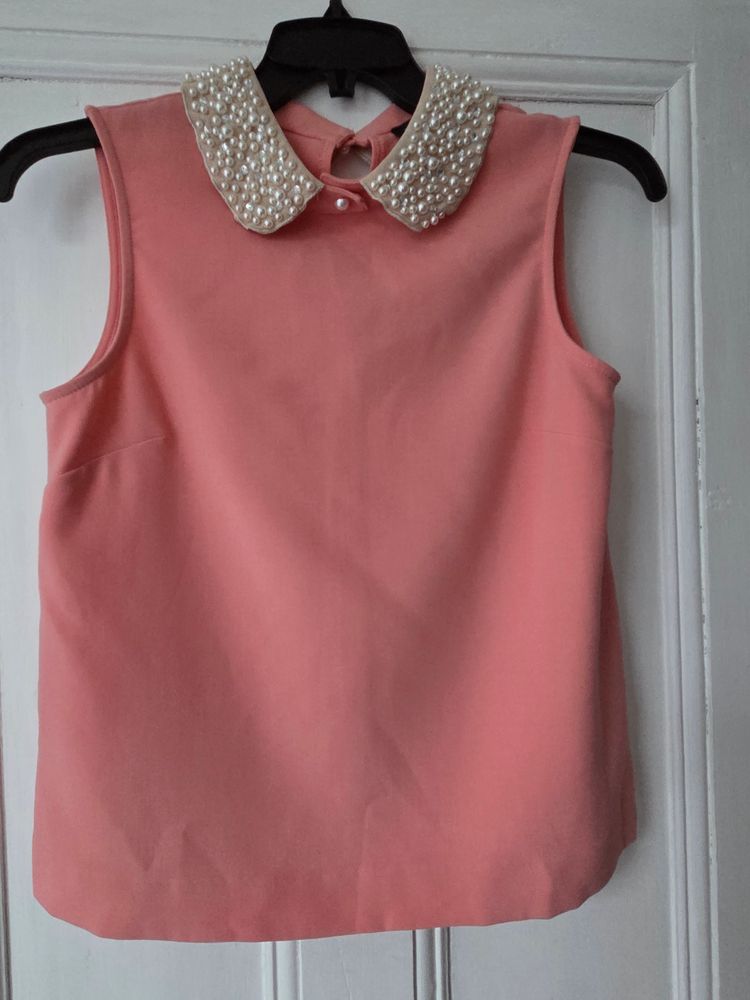 River Island River Island Sleeveless Top With Pearl Embellished Collar product image