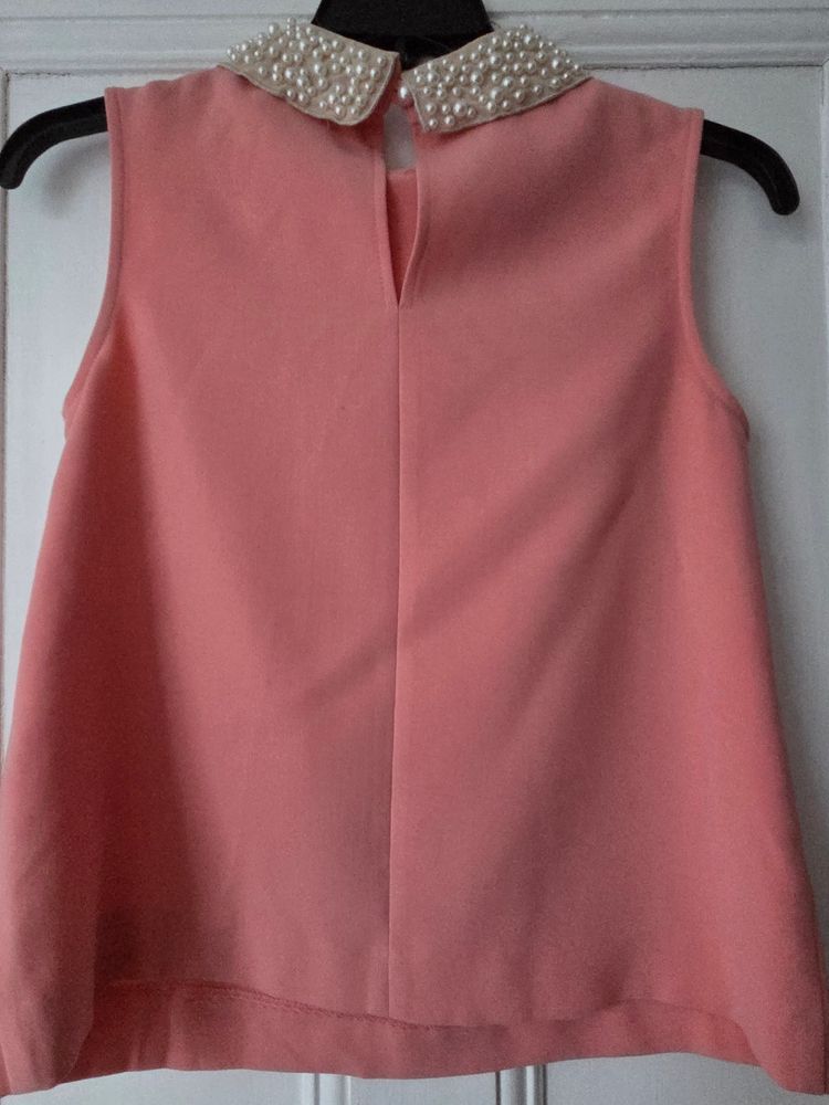 River Island Sleeveless Top With Pearl Embellished Collar 5