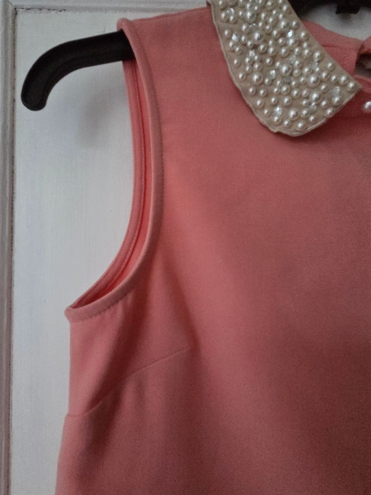 River Island Sleeveless Top With Pearl Embellished Collar 2