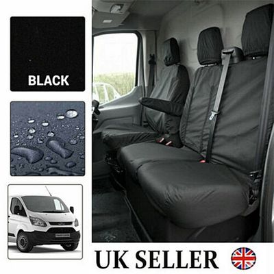 Black Waterproof Van Seat Covers 2-1 ONLY For Ford Transit Car Seat Cover Protector Set 7