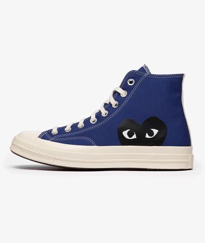 Blue High-Top Sneakers With Heart Eyes Design
