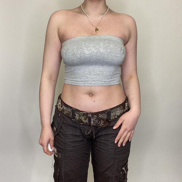 Juicy Couture 00s Juicy Couture grey bandeau with diamonte logo.  product image