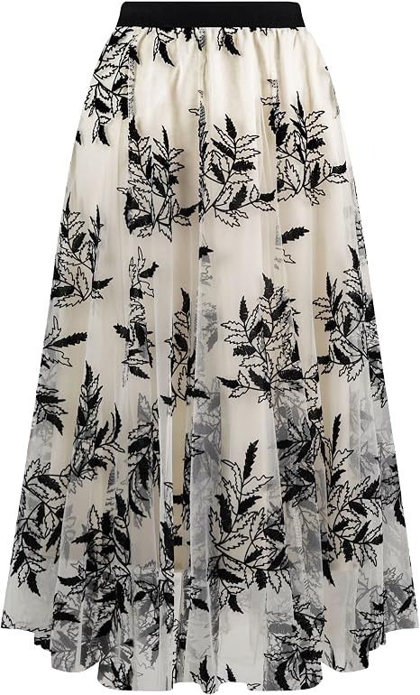 Immagine di Black And White Floral Midi Skirt 2