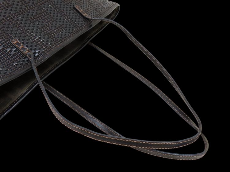 Fendi Black Brown Zucca Woven Calf Leather Tote Bag image 5
