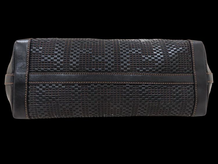 Fendi Black Brown Zucca Woven Calf Leather Tote Bag image 2