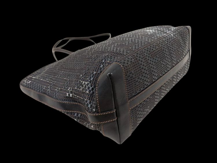 Fendi Black Brown Zucca Woven Calf Leather Tote Bag image 4