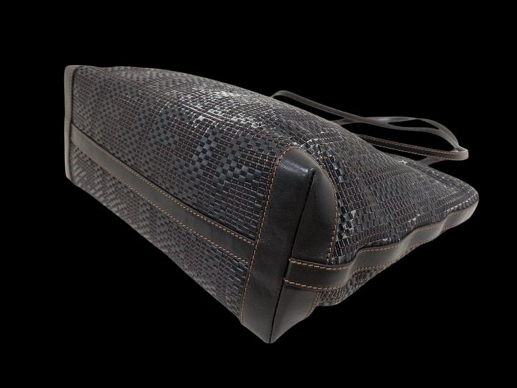 Fendi Black Brown Zucca Woven Calf Leather Tote Bag image 7