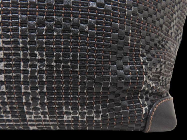 Fendi Black Brown Zucca Woven Calf Leather Tote Bag image 8
