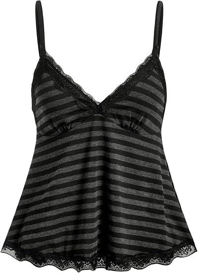 Black And Gray Striped Camisole Top