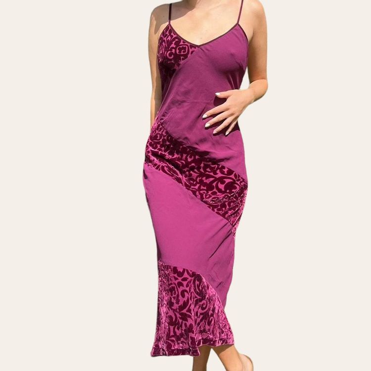 Other Purple Velvet And Silk Maxi Dress product image