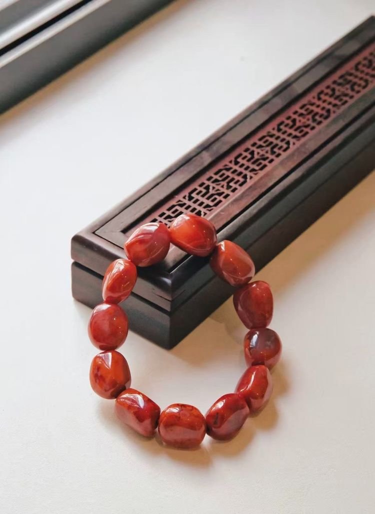 Red Stone Bead Bracelet image 1