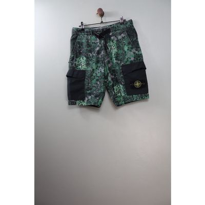 Stone Island Green Alligator Camo RE Cargo Shorts