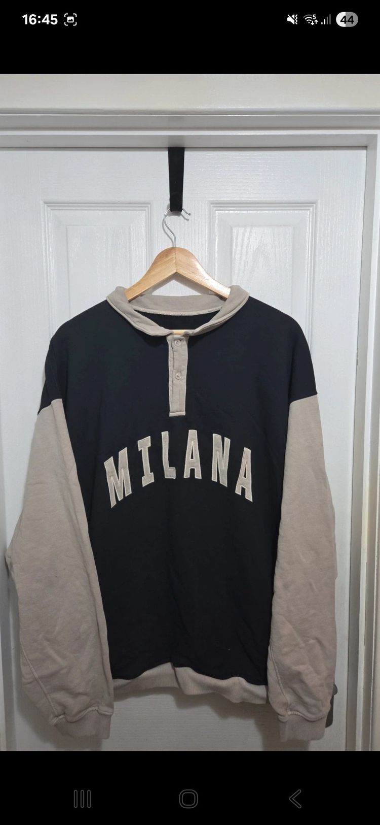 Milana Black And Beige Sweatshirt Polo Mens XL
