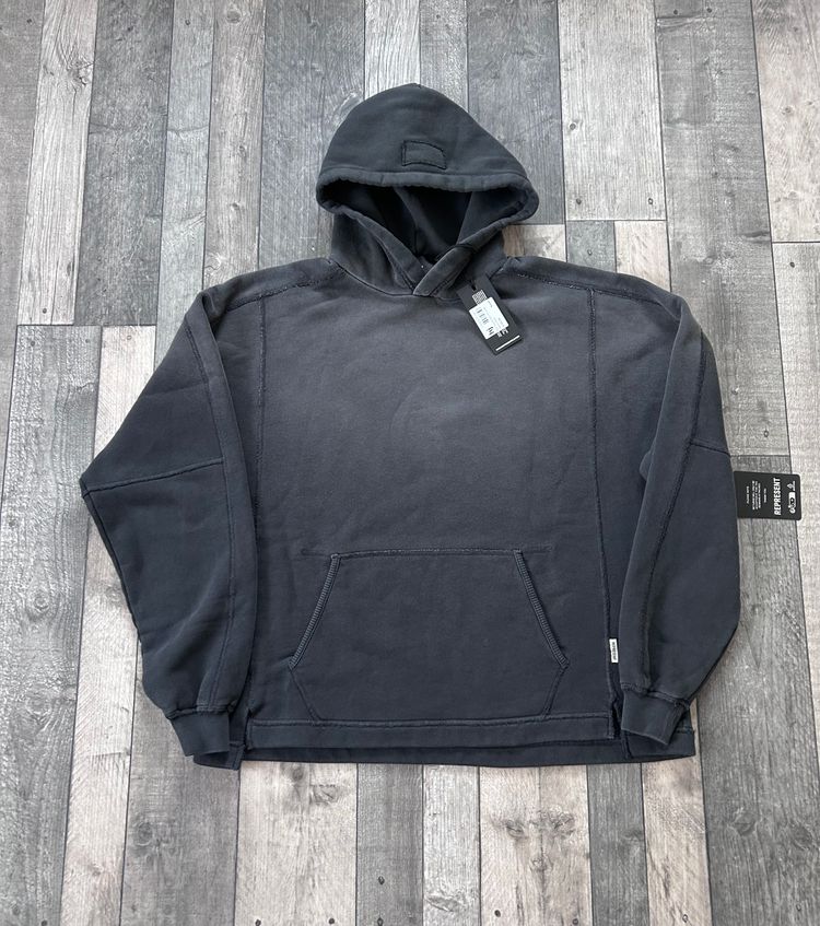 Represent Men’s Stepped Detail Relaxed Fit Hoodie ‘Stained Black’ - Size Small - RRP £165 2