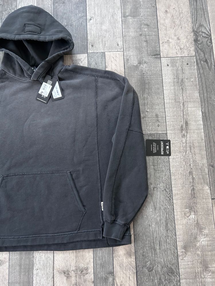 Represent Men’s Stepped Detail Relaxed Fit Hoodie ‘Stained Black’ - Size Small - RRP £165 7