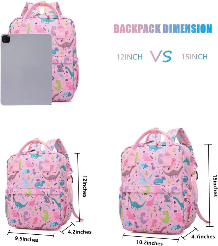Pink Dinosaur Pattern Backpack imagen 3