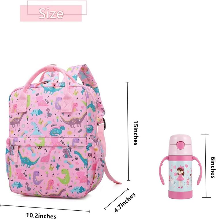 Pink Dinosaur Pattern Backpack imagen 4