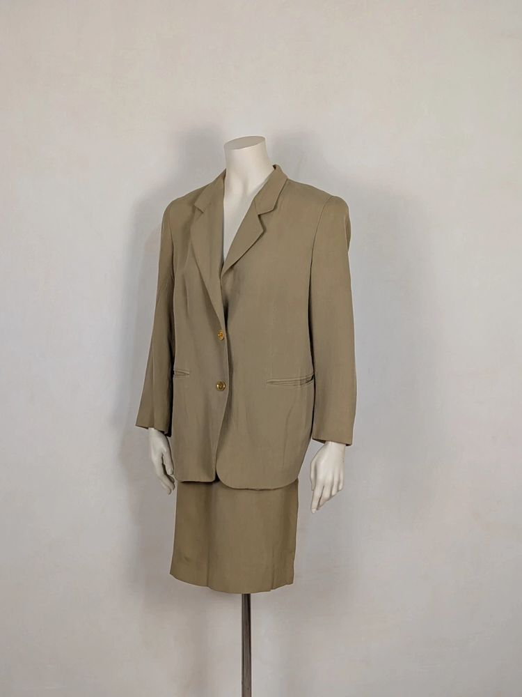 Tailleur giacca e gonna per te by Krizia in 100% Seta beige tg 42 (IT) image 1