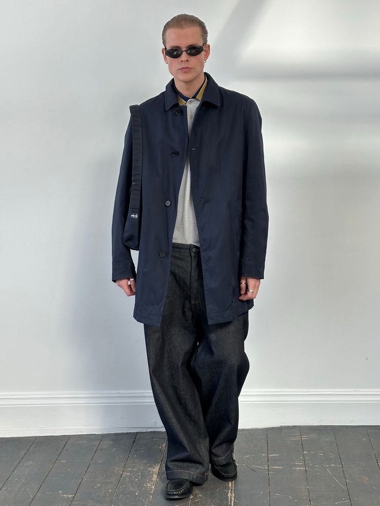 Hugo Boss 2000s Cotton Water Repellant Trench Coat - L