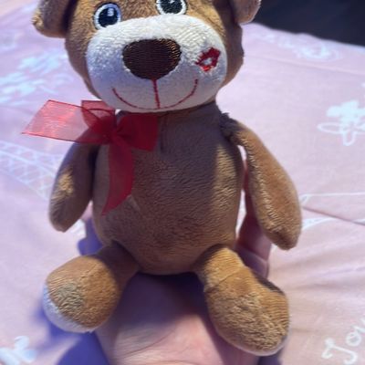 Brown Teddy Bear Plush Toy With Red Bow