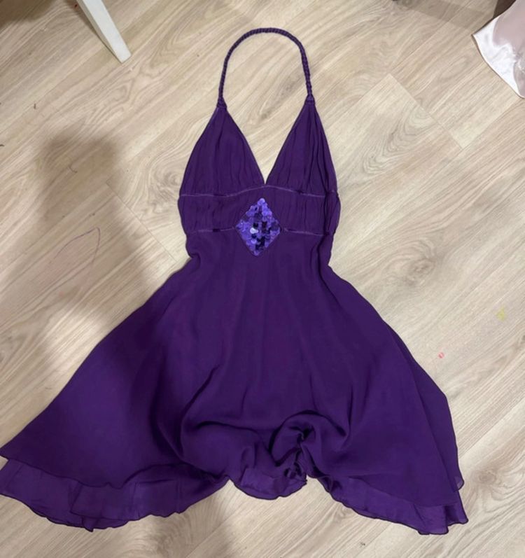 Purple Halter Neck Dress