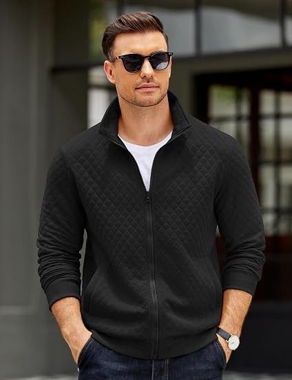 Immagine di Black Quilted Zip-Up Jacket 2